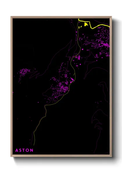 Une affiche de carte sur Aston
