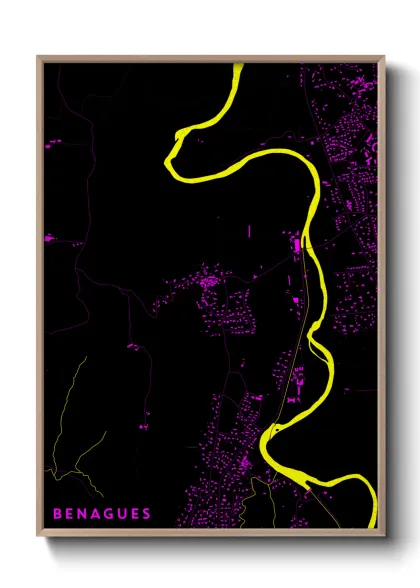 Une affiche de carte sur Benagues