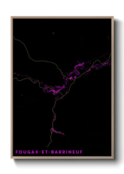 Une affiche de carte sur Fougax-et-Barrineuf