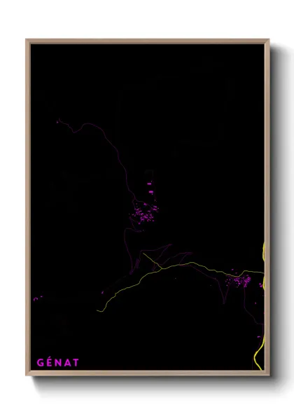 Une affiche de carte sur Génat