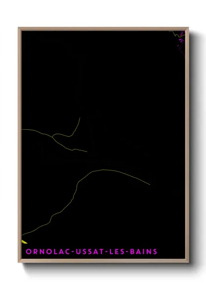 Une affiche de carte sur Ornolac-Ussat-les-Bains