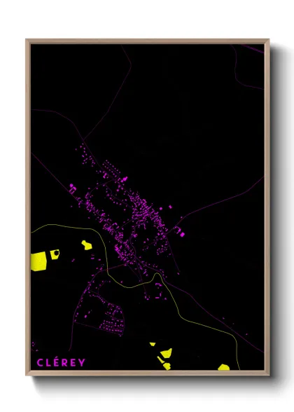 Une affiche de carte sur Clérey