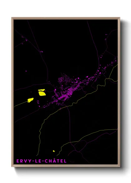 Une affiche de carte sur Ervy-le-Châtel