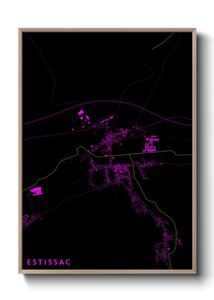 Une affiche de carte sur Estissac