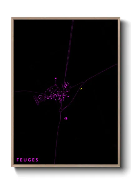 Une affiche de carte sur Feuges