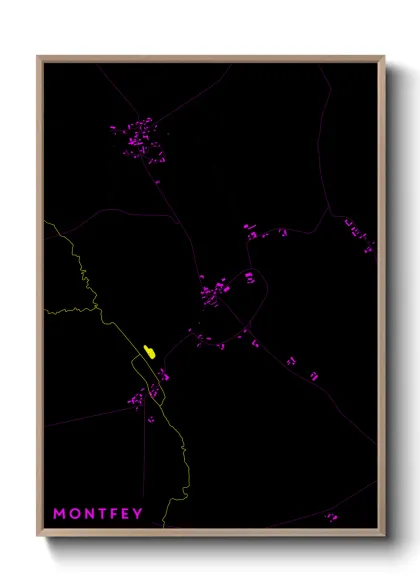 Une affiche de carte sur Montfey