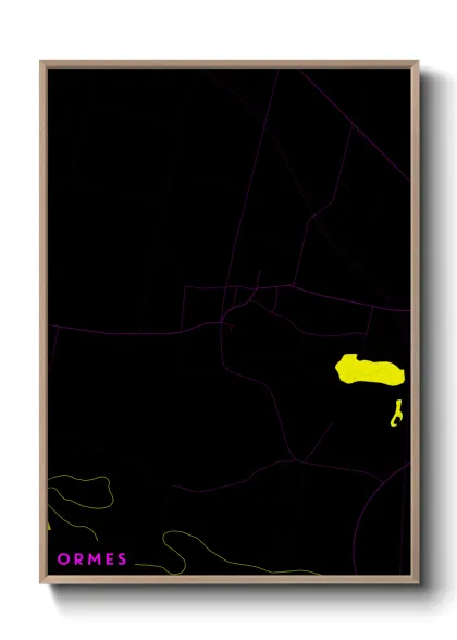 Une affiche de carte sur Ormes