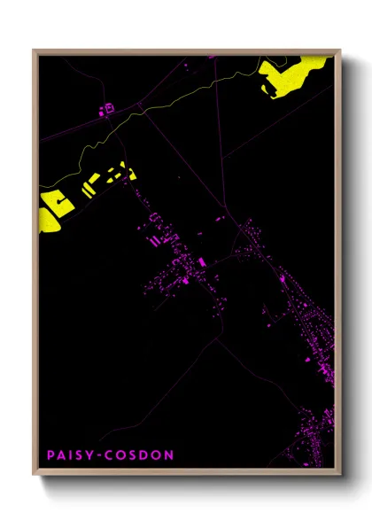 Une affiche de carte sur Paisy-Cosdon