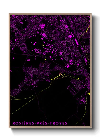Une affiche de carte sur Rosières-près-Troyes