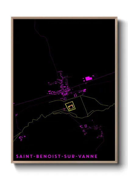 Une affiche de carte sur Saint-Benoist-sur-Vanne