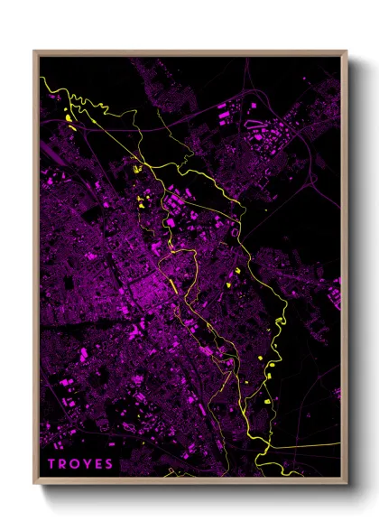 Une affiche de carte sur Troyes