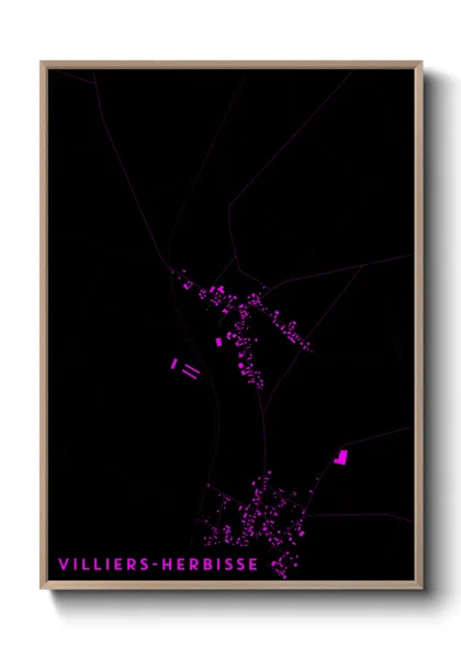 Une affiche de carte sur Villiers-Herbisse
