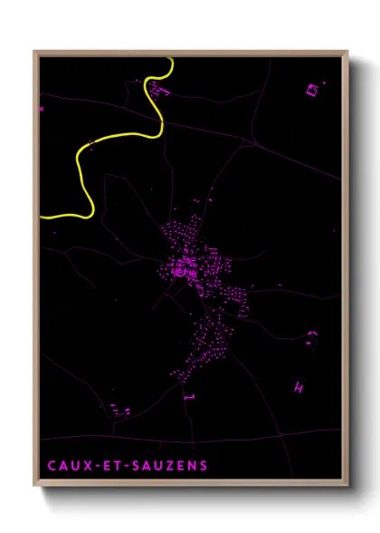 Une affiche de carte sur Caux-et-Sauzens