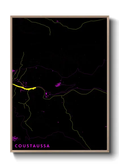 Une affiche de carte sur Coustaussa