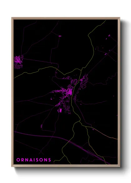 Une affiche de carte sur Ornaisons