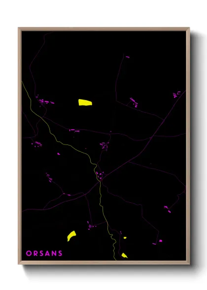 Une affiche de carte sur Orsans