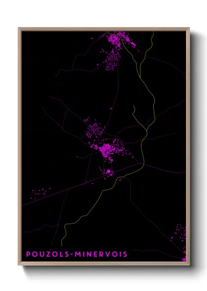 Une affiche de carte sur Pouzols-Minervois