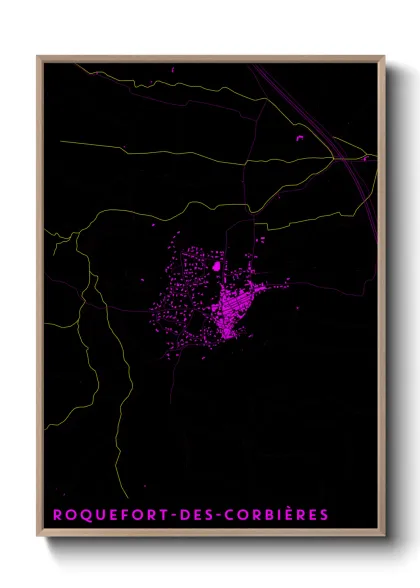 Une affiche de carte sur Roquefort-des-Corbières