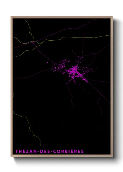 Une affiche de carte sur Thézan-des-Corbières