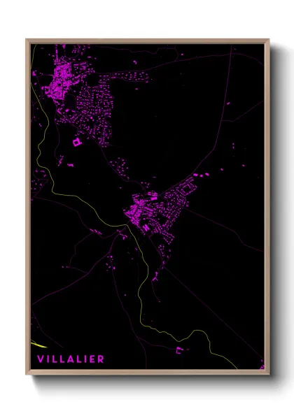 Une affiche de carte sur Villalier