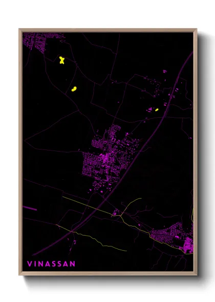 Une affiche de carte sur Vinassan