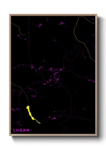 Une affiche de carte sur Lugan