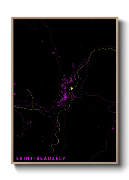 Une affiche de carte sur Saint-Beauzély