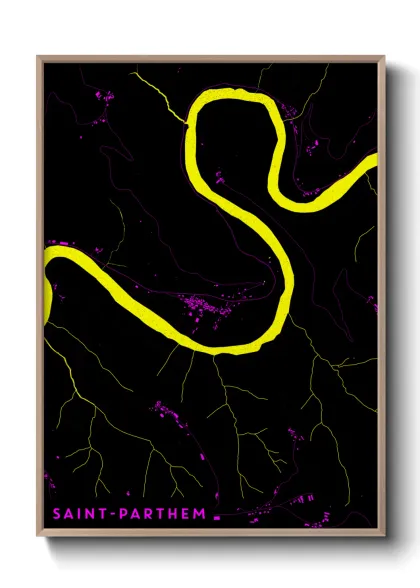 Une affiche de carte sur Saint-Parthem