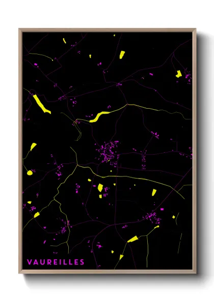 Une affiche de carte sur Vaureilles