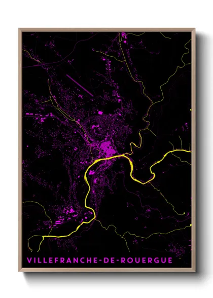 Une affiche de carte sur Villefranche-de-Rouergue
