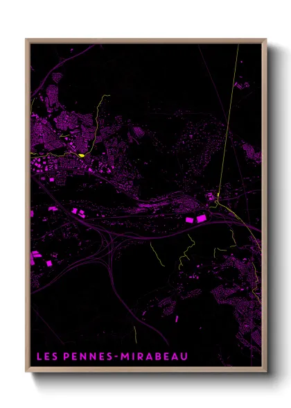 Une affiche de carte sur Les Pennes-Mirabeau