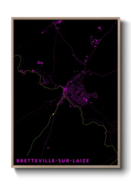 Une affiche de carte sur Bretteville-sur-Laize