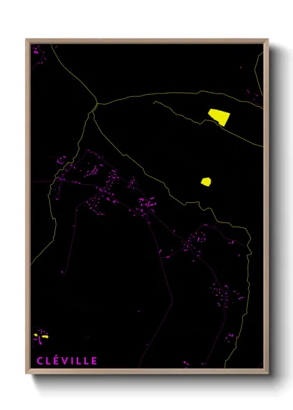 Une affiche de carte sur Cléville