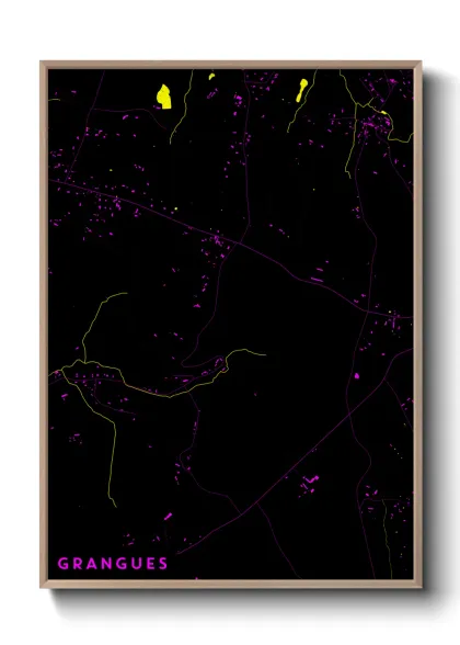 Une affiche de carte sur Grangues