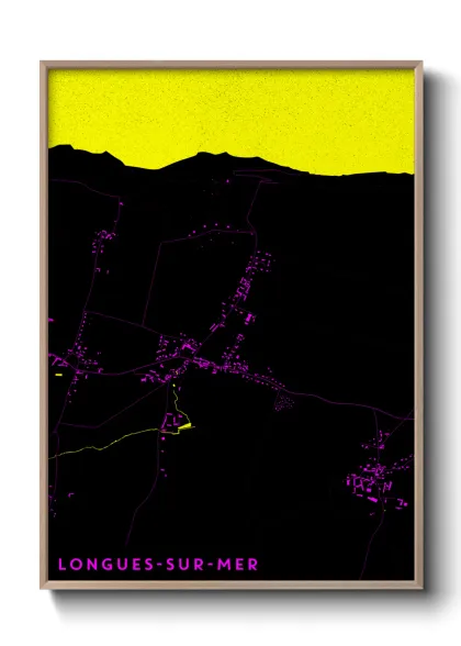 Une affiche de carte sur Longues-sur-Mer