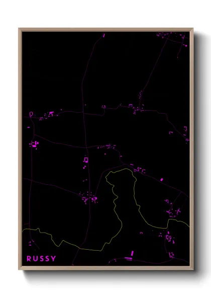 Une affiche de carte sur Russy