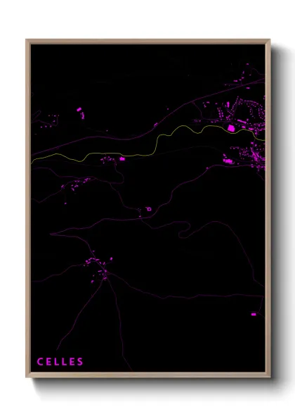 Une affiche de carte sur Celles