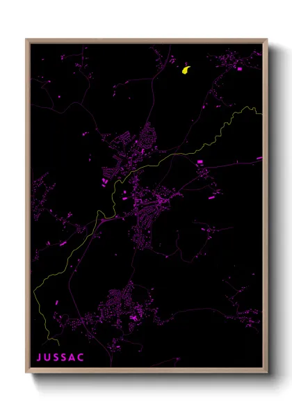 Une affiche de carte sur Jussac