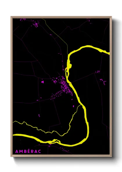 Une affiche de carte sur Ambérac