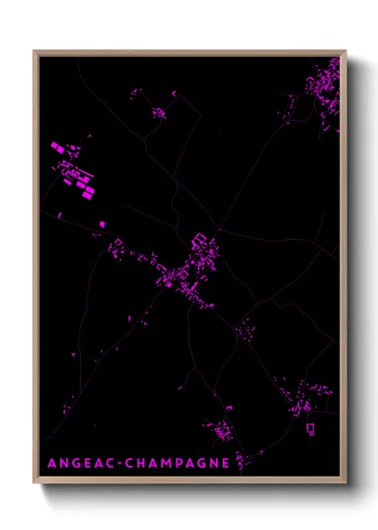 Une affiche de carte sur Angeac-Champagne