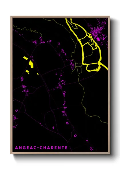 Une affiche de carte sur Angeac-Charente