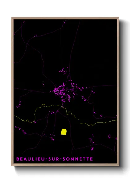 Une affiche de carte sur Beaulieu-sur-Sonnette