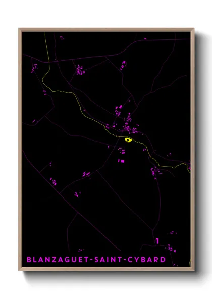 Une affiche de carte sur Blanzaguet-Saint-Cybard