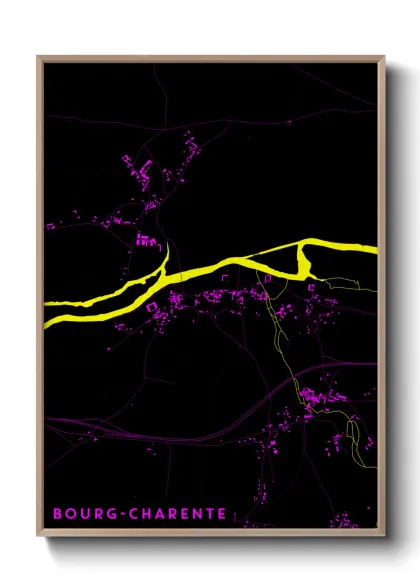 Une affiche de carte sur Bourg-Charente