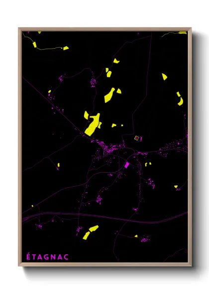 Une affiche de carte sur Étagnac