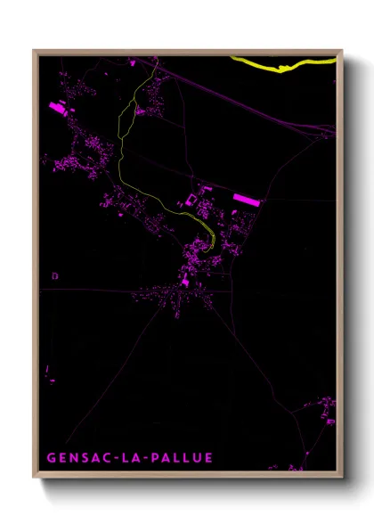 Une affiche de carte sur Gensac-la-Pallue