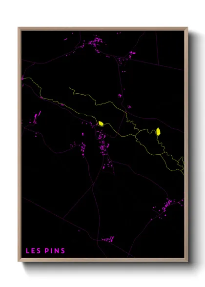Une affiche de carte sur Les Pins