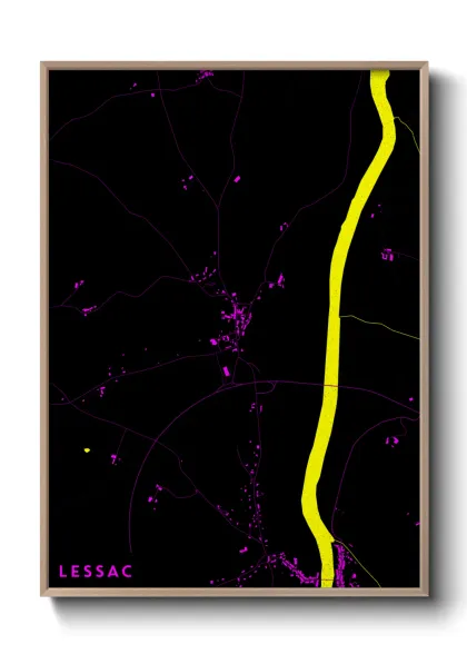 Une affiche de carte sur Lessac