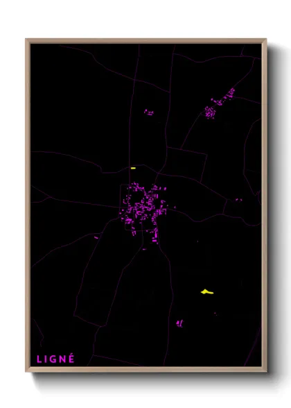 Une affiche de carte sur Ligné