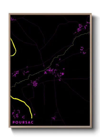 Une affiche de carte sur Poursac